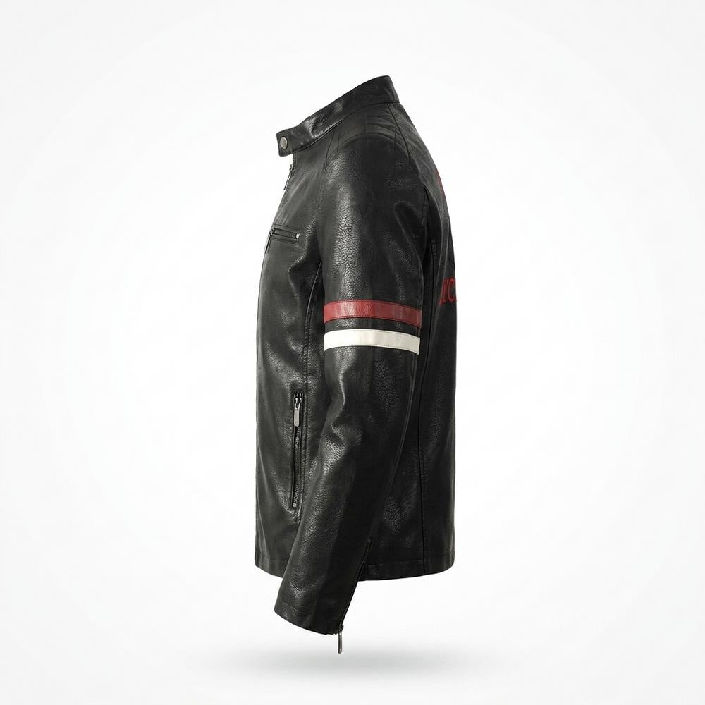 Allsaints Leather - Velar | Striped Embroidered Leather Jacket Men