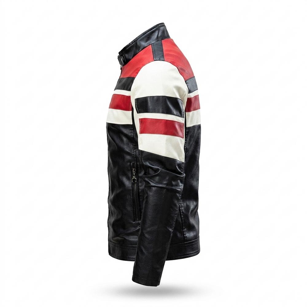 Allsaints Leather - Dalev | Striped Color-Block Leather Jacket Men
