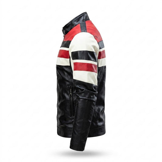 Allsaints Leather - Dalev | Striped Color-Block Leather Jacket Men