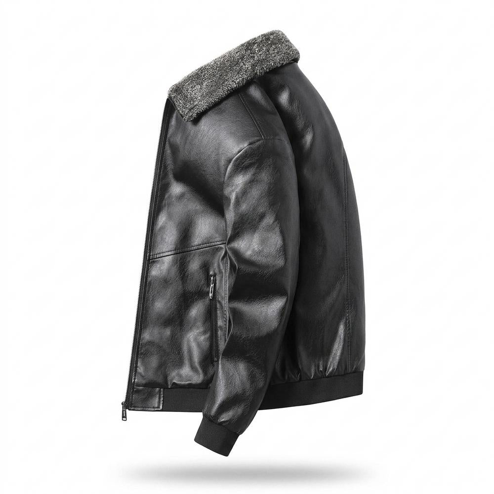 Allsaints Leather - Misen | Zip-Up Sherpa-Collar Leather Jacket Men