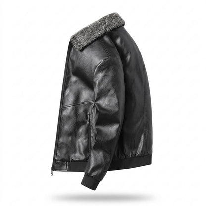 Allsaints Leather - Misen | Zip-Up Sherpa-Collar Leather Jacket Men