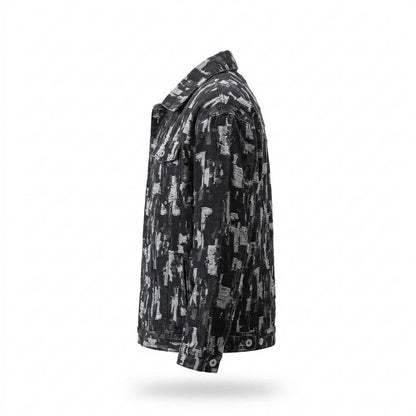 Allsaints Leather - Camar | Jacquard Distressed Denim Jacket Men