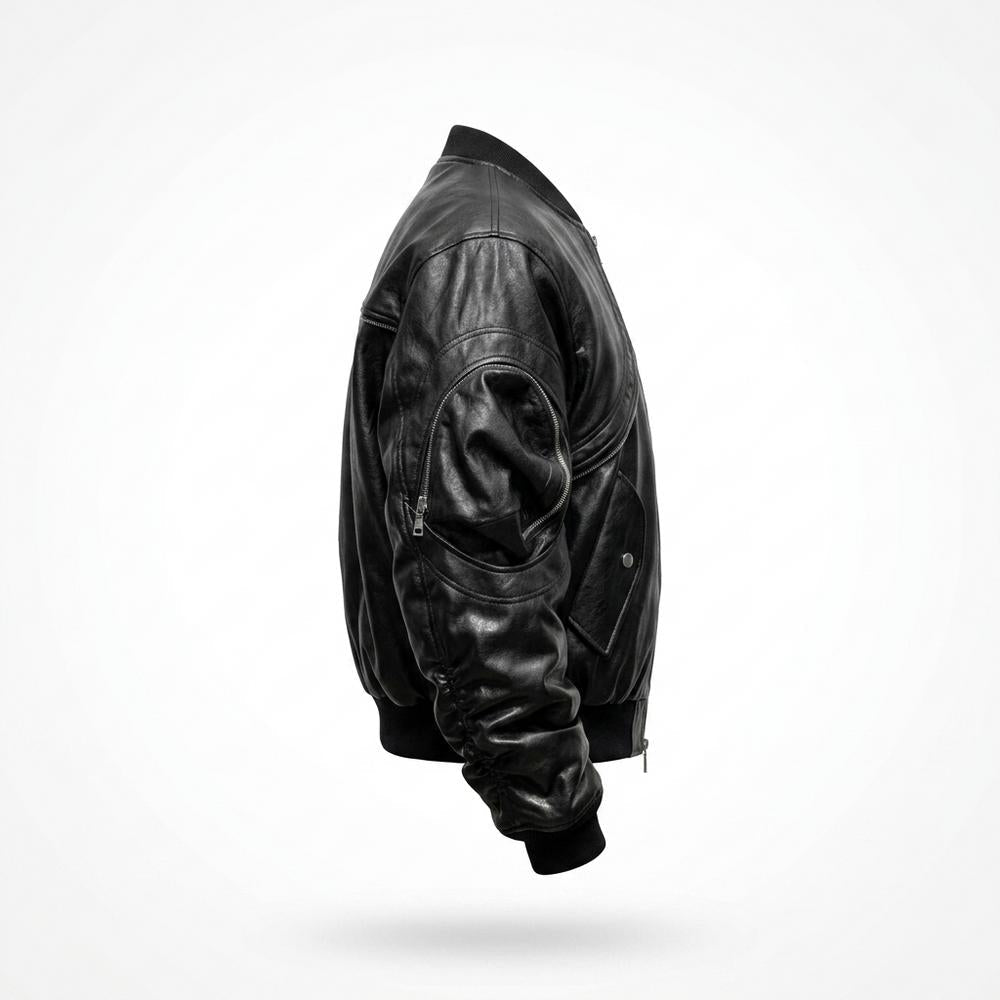 Allsaints Leather - Vural | Ruched Structured Leather Jacket Unisex