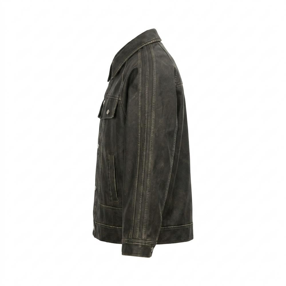 Allsaints Leather - Dasen | Washed-Out Button-Front Jacket Unisex