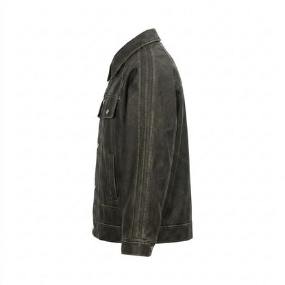 Allsaints Leather - Dasen | Washed-Out Button-Front Jacket Unisex