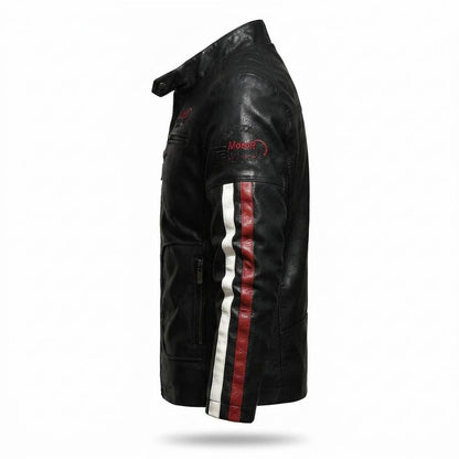 Allsaints Leather - Yazad | Striped Zip-Up Leather Jacket Men