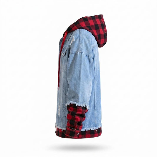 Allsaints Leather - Coken | Hooded Distressed Denim Jacket Men