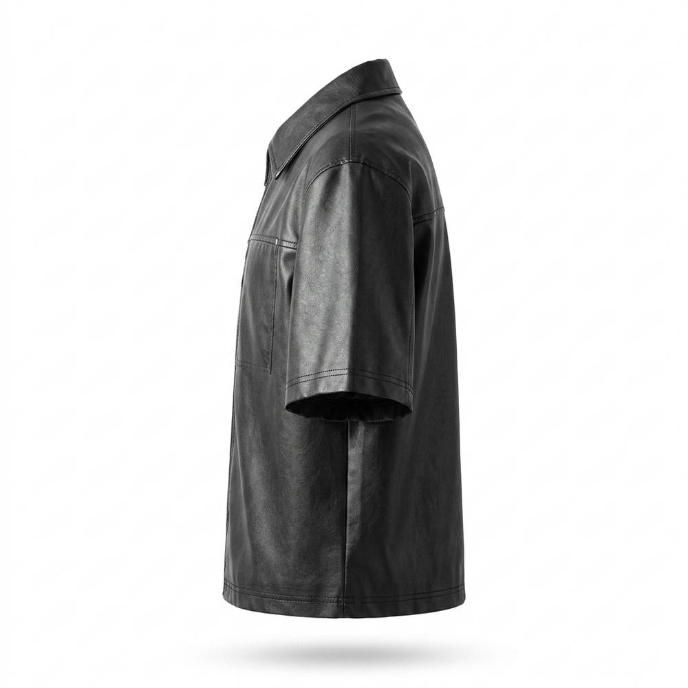 Allsaints Leather - Maram | Short-Sleeved Zip-Up Jacket Men