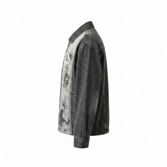 Allsaints Leather - Aarom | Two-Tone Printed Denim Jacket Unisex