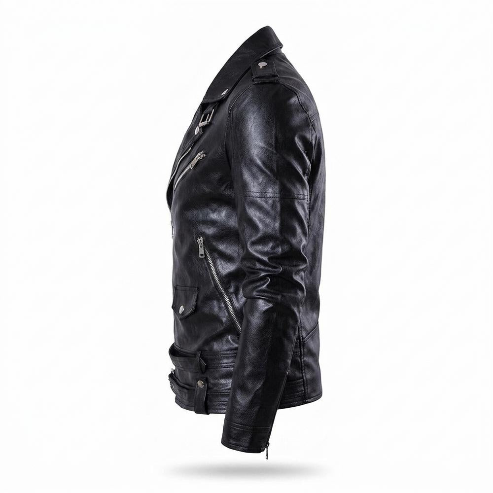 Allsaints Leather - Makul | Asymmetrical Belted Leather Jacket Men