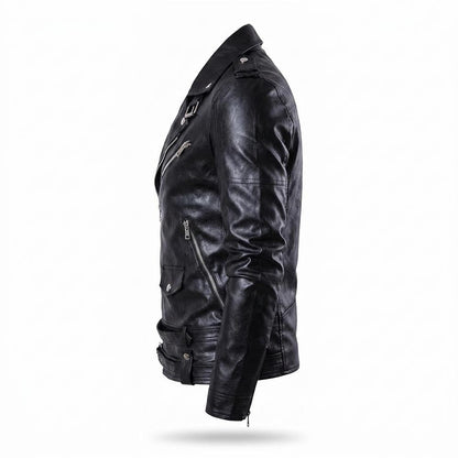 Allsaints Leather - Makul | Asymmetrical Belted Leather Jacket Men