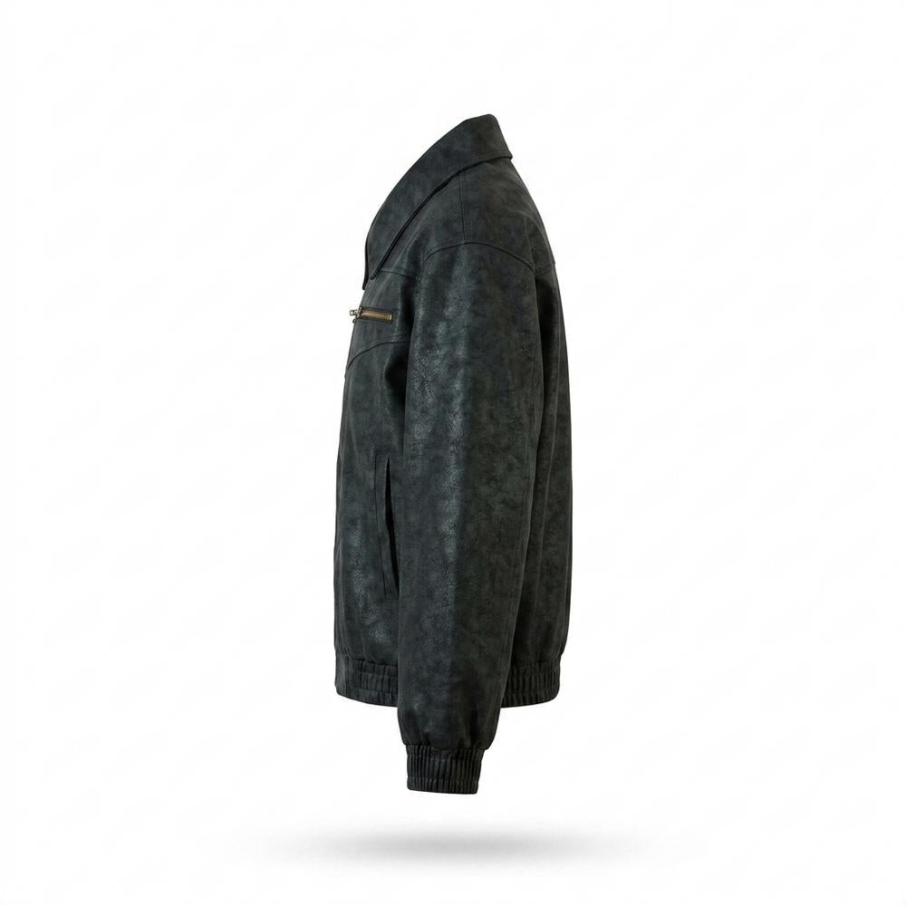 Allsaints Leather - River | Zip-Up Textured Jacket Unisex