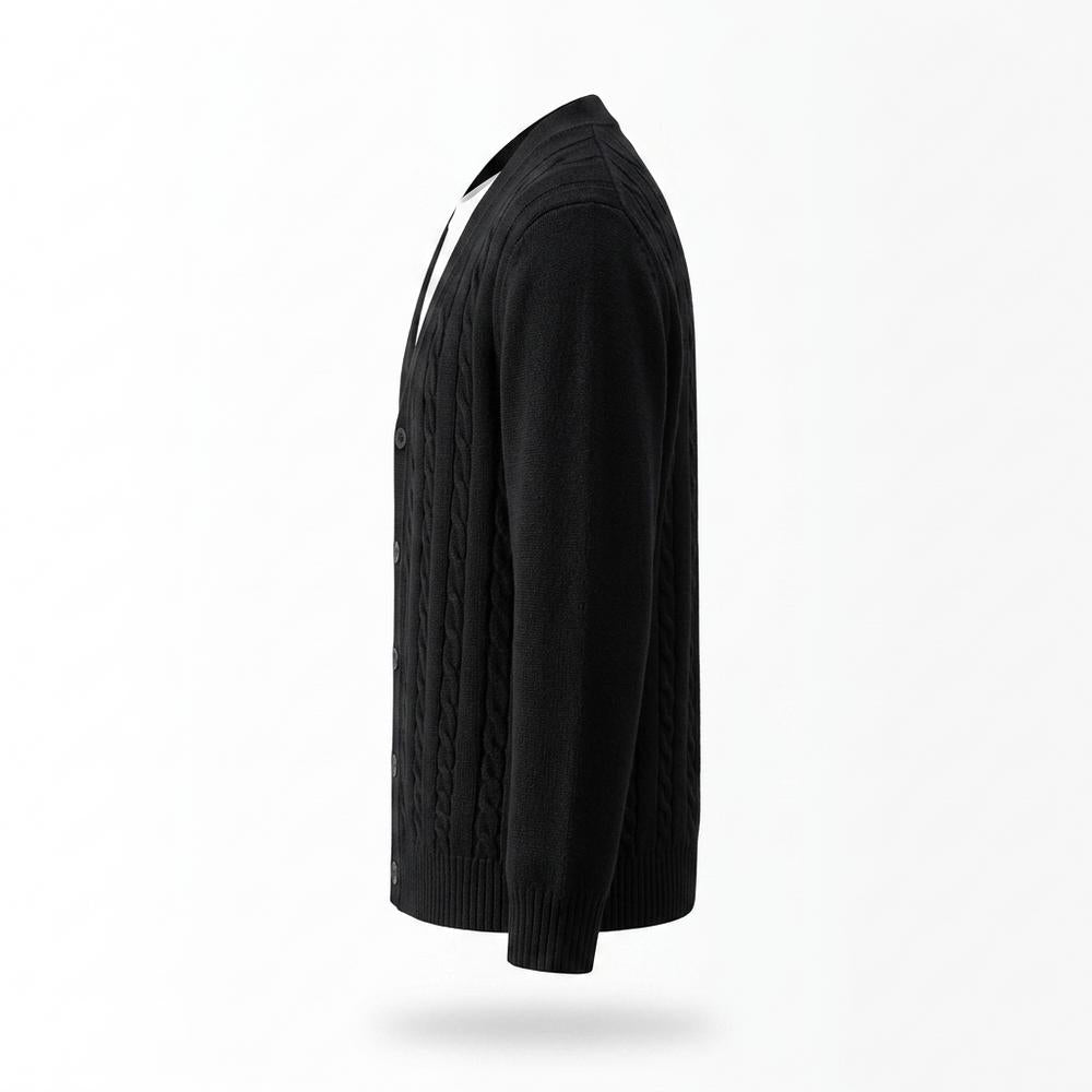 Allsaints Leather - Nelan | Cable-Knit Button-Front Cardigan Men