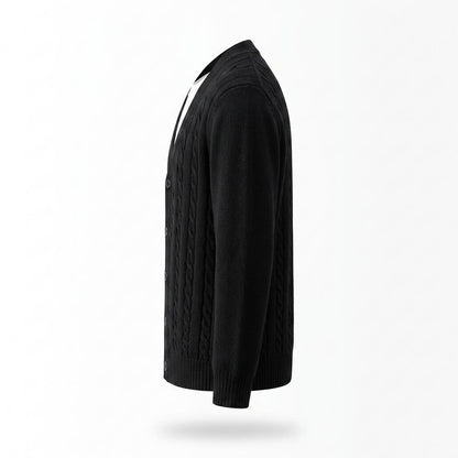 Allsaints Leather - Nelan | Cable-Knit Button-Front Cardigan Men