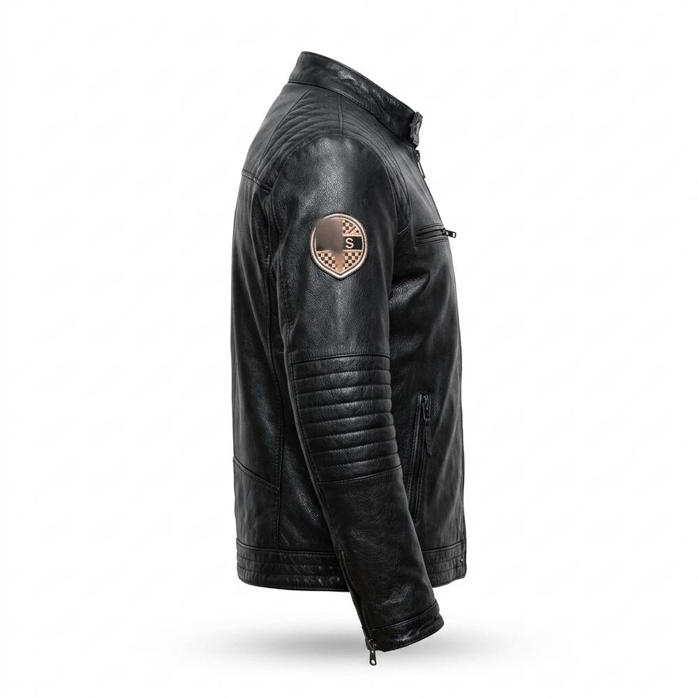 Allsaints Leather - Saken | Quilted Zippered Leather Jacket Men