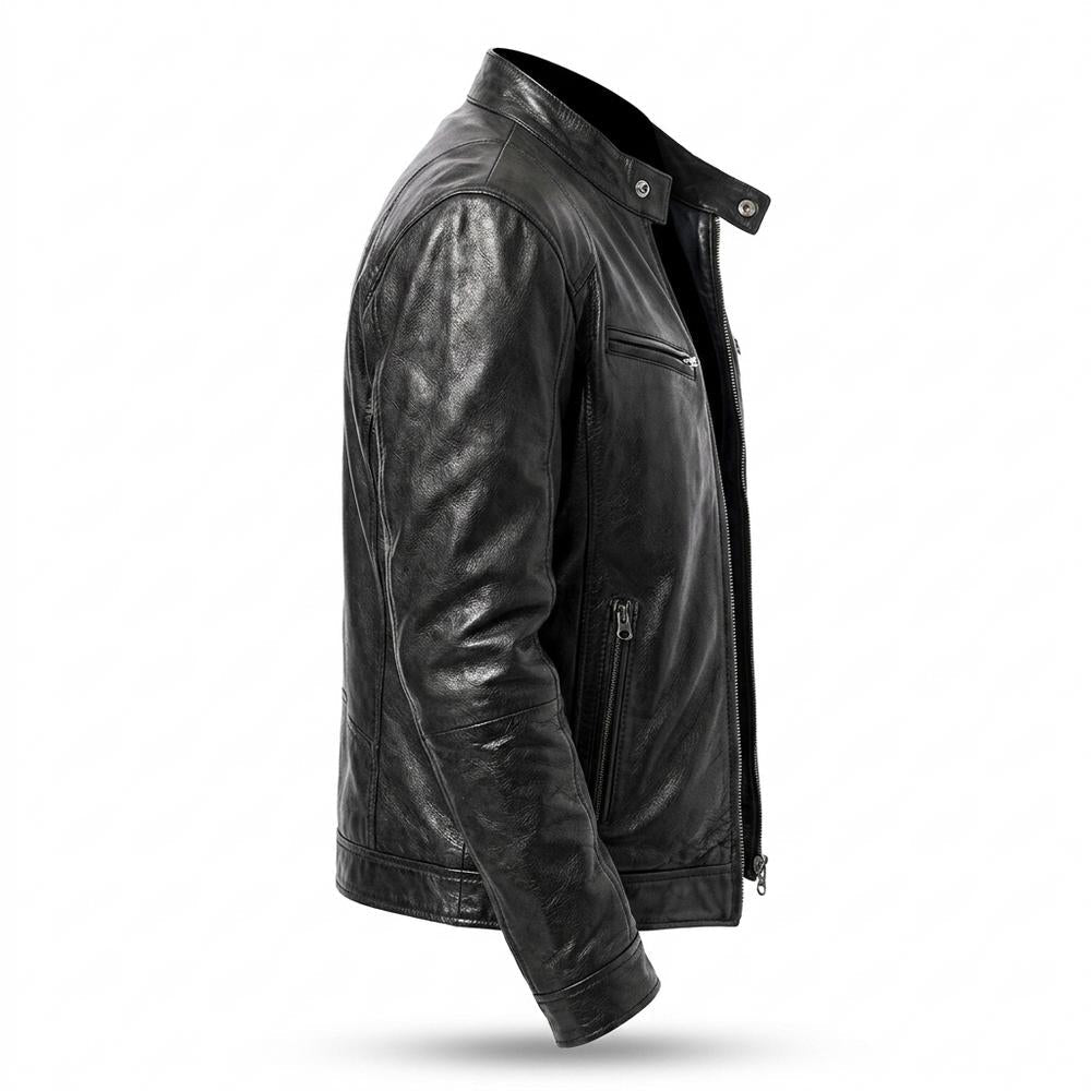 Allsaints Leather - Vimar | Zip-Up Fitted Leather Jacket Men
