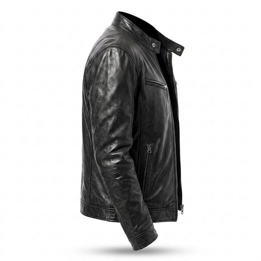 Allsaints Leather - Vimar | Zip-Up Fitted Leather Jacket Men
