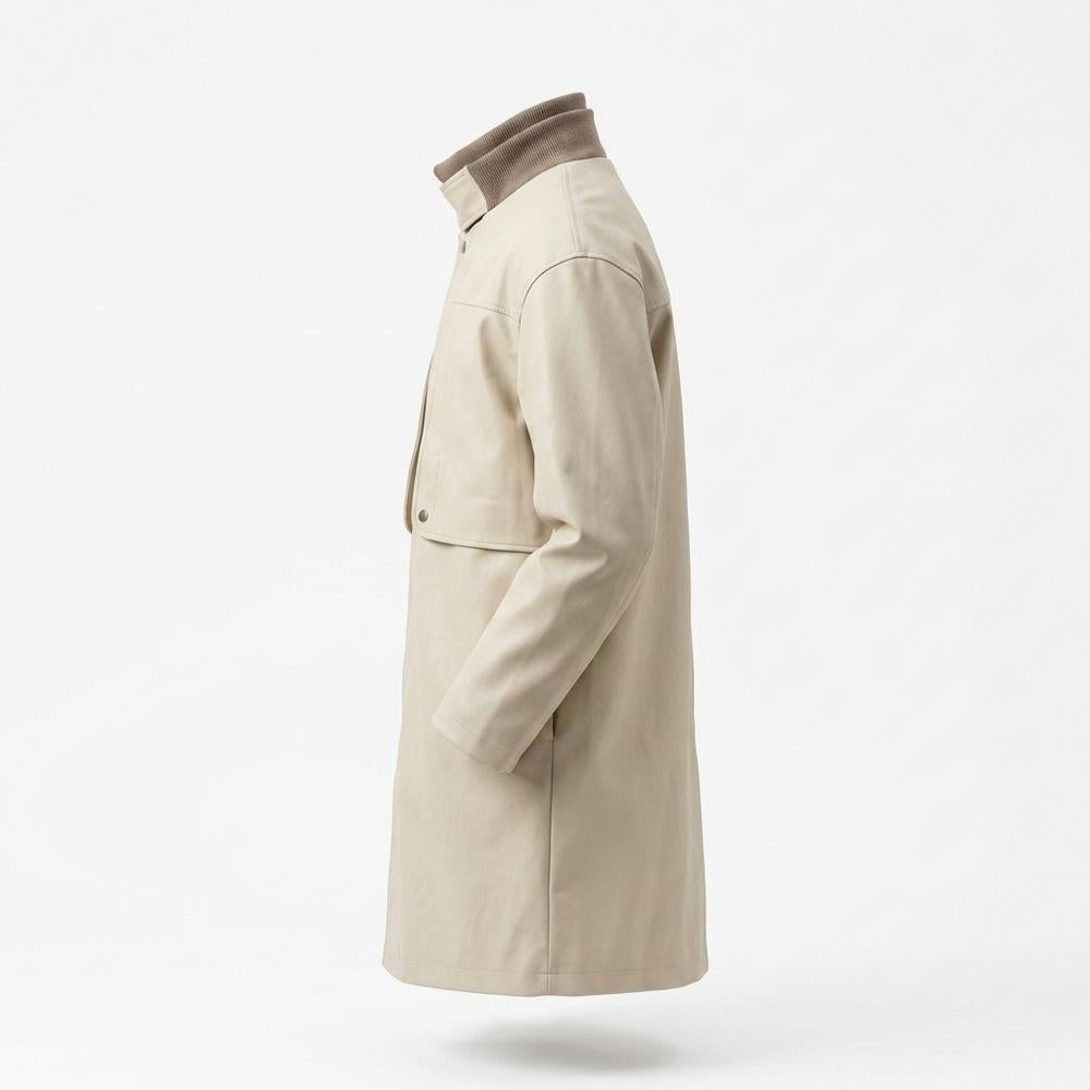 Allsaints Leather - Selar | Funnel Neck Straight Fit Coat Men